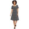 image:imageEllos Plus Size Short Sleeve Fit amp Flare Knit DressBlack White Ditsy