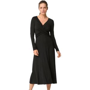 Ellos Plus Size Draped Bodice Knit Midi Dress(Black)