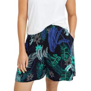 Ellos Plus Size Flowy Shorts(Black Tropical Print)