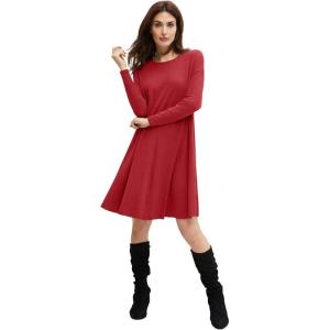 Ellos Plus Size Knit Trapeze Dress(Chili Red)