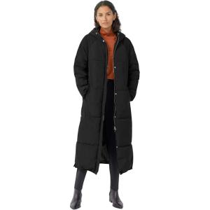 Ellos Plus Size Maxi Side-Zip Puffer(Black)