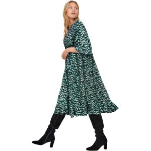 Ellos Plus Size Ruffled Empire Dress(Black Green Ditsy Floral)