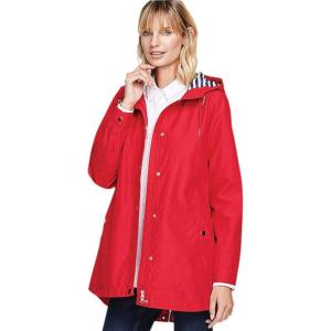 Ellos Plus Size Snap-Front Hooded Raincoat(Hot Red)