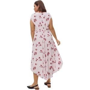 Ellos Plus Size Tie-Front Maxi Dress(Pink Frost Floral)