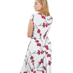 Ellos Plus Size Tie-Front Maxi Dress(White Red Print)