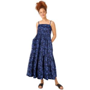 Ellos Plus Size Tiered Cotton Maxi Dress(Blue Violet Print)