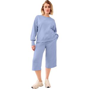 Ellos Plus Size Wide Leg Cropped French Terry Sweatpants(Periwinkle Mist)