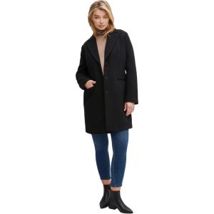 ellos Plus Size Classic Wool-Blend Coat(Black)