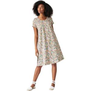 ellos Plus Size Cotton Spandex Scoop Neck Short Sleeve A Line Tee Dress(Grey Spruce Ditsy Floral)
