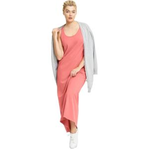 ellos Plus Size Cotton Spandex Scoop Neck Sleeveless A Line Maxi Dress(Sweet Coral)