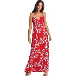 ellos Plus Size Stretch Knit Surplice Tank Maxi Dress(Hot Red White Floral)