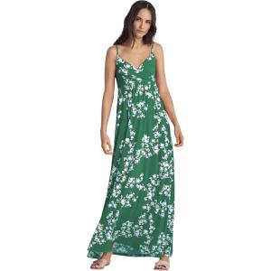 ellos Plus Size Stretch Knit Surplice Tank Maxi Dress(Tropical Green White Print)