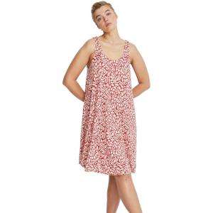 ellos Plus Size Stretch Knit Tank Crossover Back A Line Dress(Ruby Red Print)