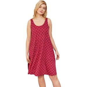 ellos Plus Size Stretch Knit Tank Crossover Back A Line Dress(Tropical Raspberry Print)