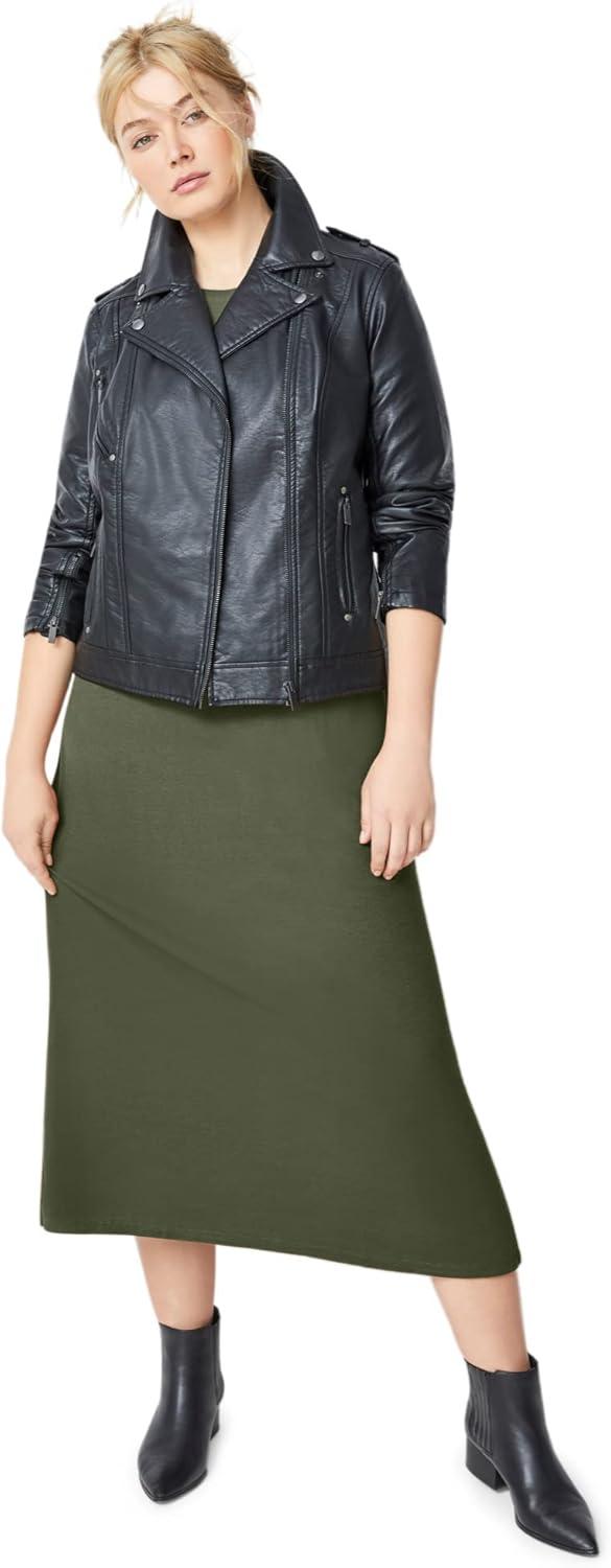 image:imageEllos Plus Size Faux Leather Moto Jacket