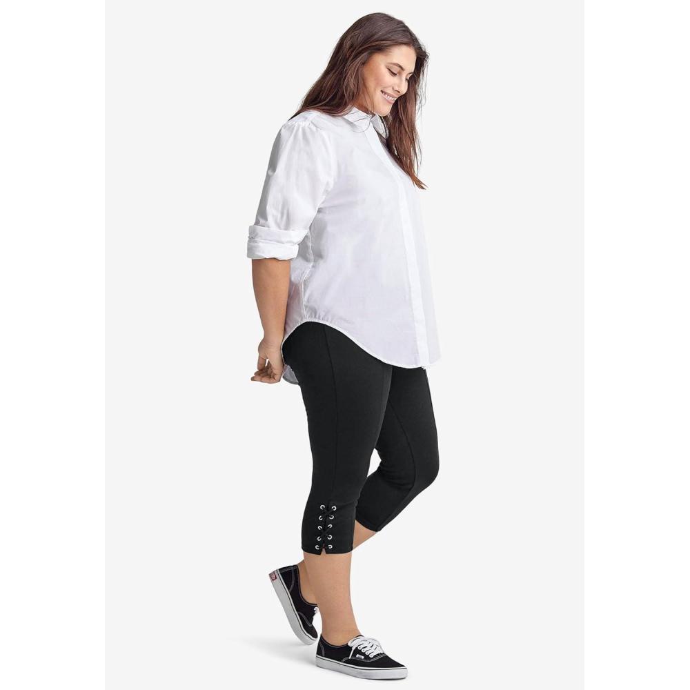 image:imageEllos Plus Size LaceUp Capri Hem