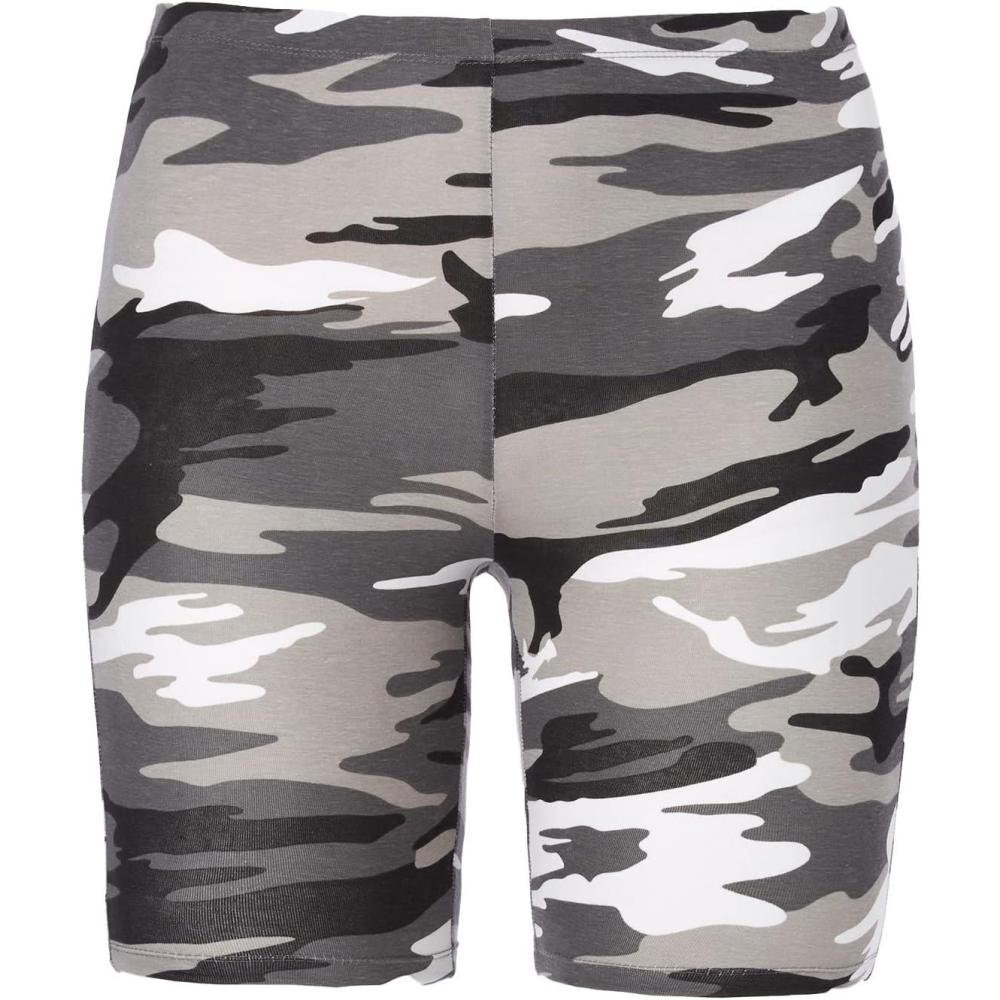 image:imageellos Plus Size Stretch Knit Bike ShortsBlack White Camouflage