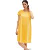 image:imageellos Plus Size Cotton Spandex Scoop Neck Short Sleeve A Line Tee DressGolden
