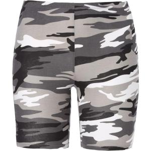 ellos Plus Size Stretch Knit Bike Shorts(Black White Camouflage)