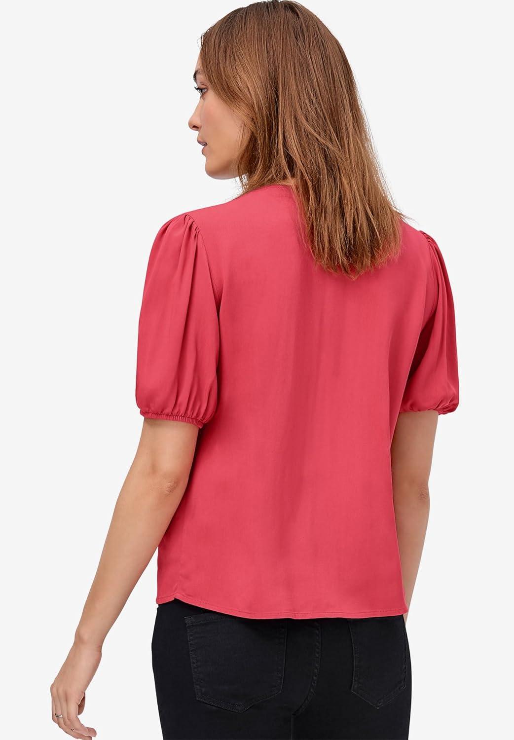 image:imageEllos Plus Size Contrast ButtonFront BlouseWhite