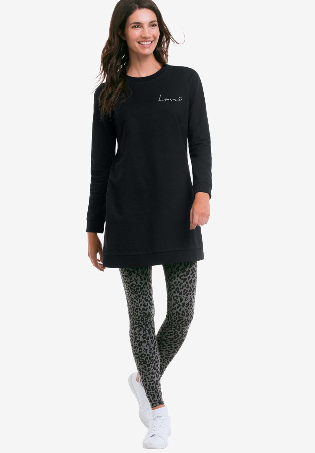 image:imageEllos Plus Size French Terry Love Tunic SweatshirtBlack