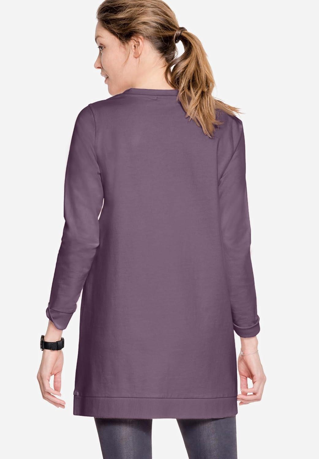 image:imageEllos Plus Size French Terry Love Tunic SweatshirtDusty Purple