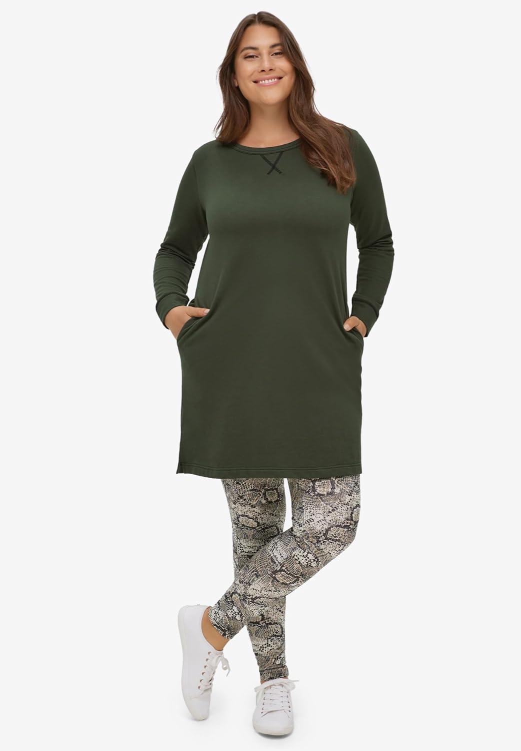 image:imageEllos Plus Size French Terry Tunic DressNavy