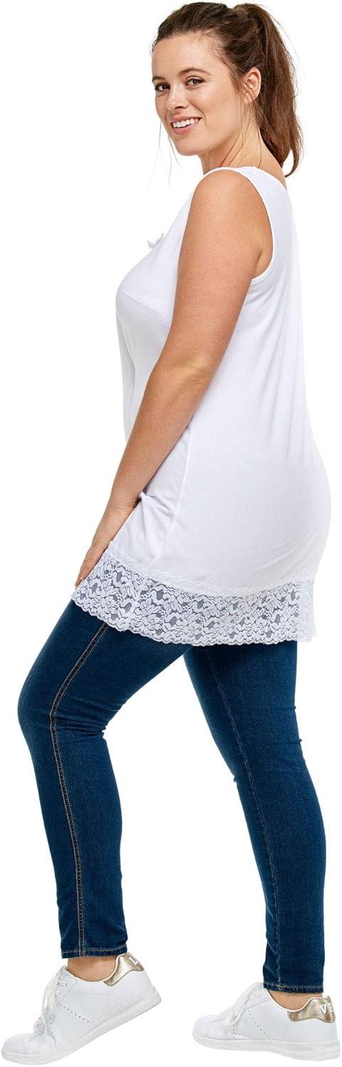 image:imageellos Plus Size Cotton Spandex Lace Trimmed Scoop Neck Sleeveless TunicBlack
