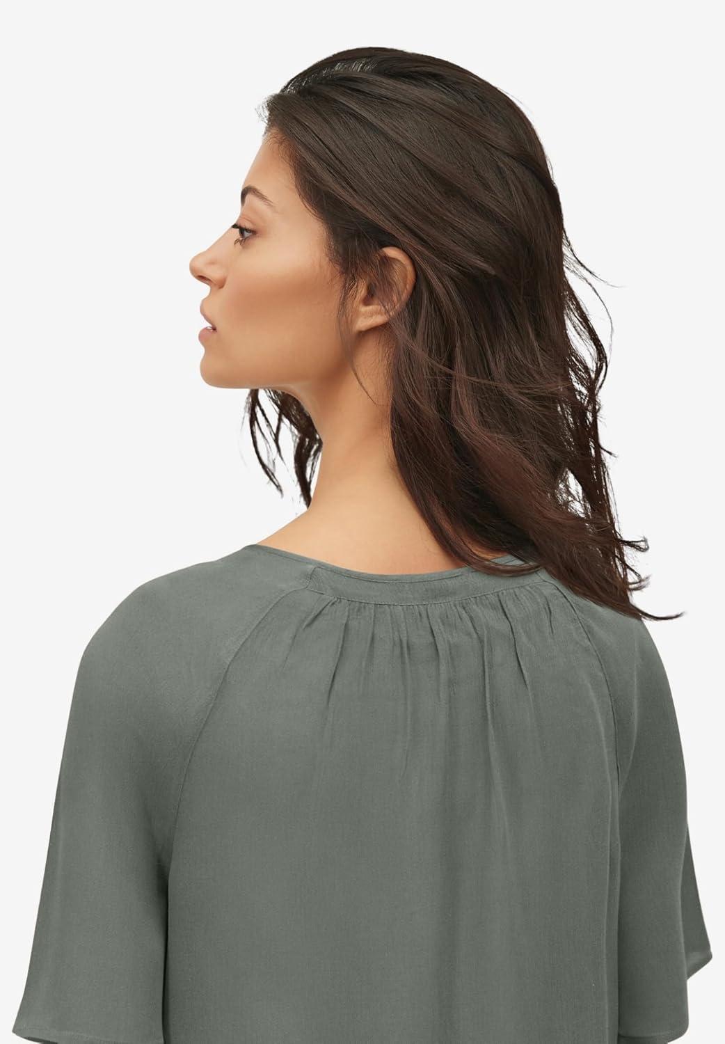 image:imageellos Plus Size Crinkle TieFront BlouseDesert Green