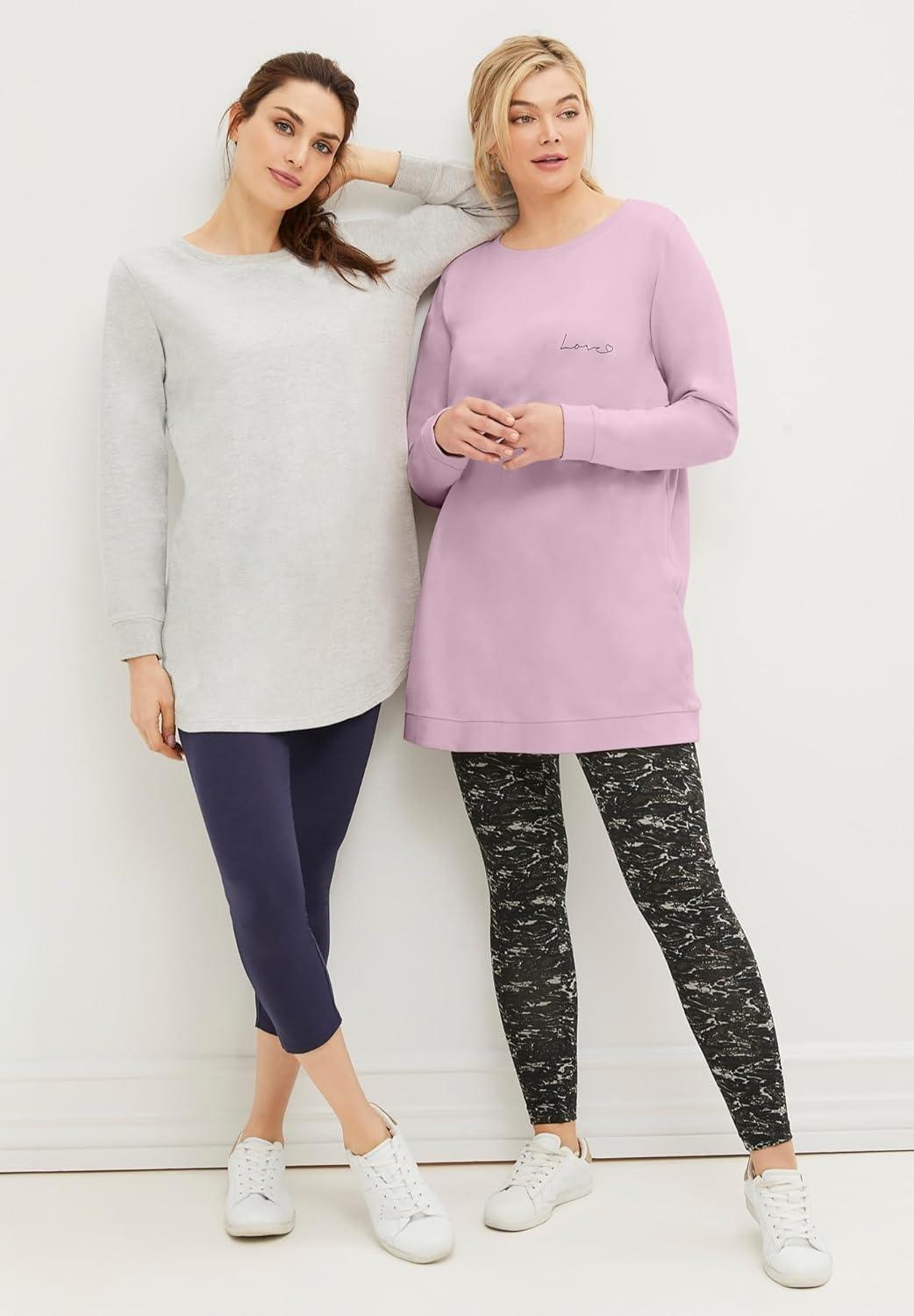 image:imageellos Plus Size French Terry Sweatshirt Tunic With Shirttail HemPeriwinkle Mist
