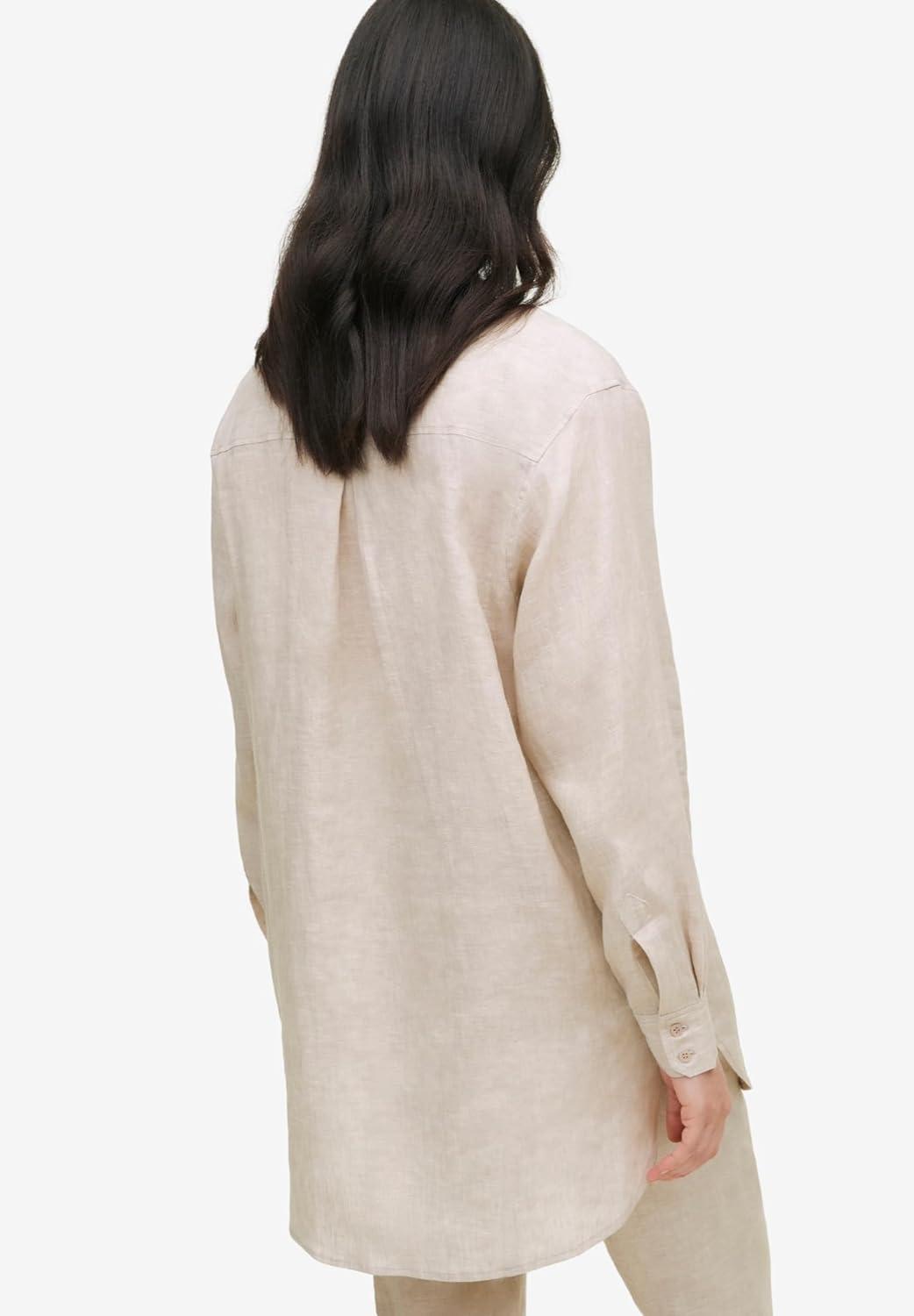 image:imageellos Plus Size Oversized LinenBlend Boyfriend ShirtHeather Sand