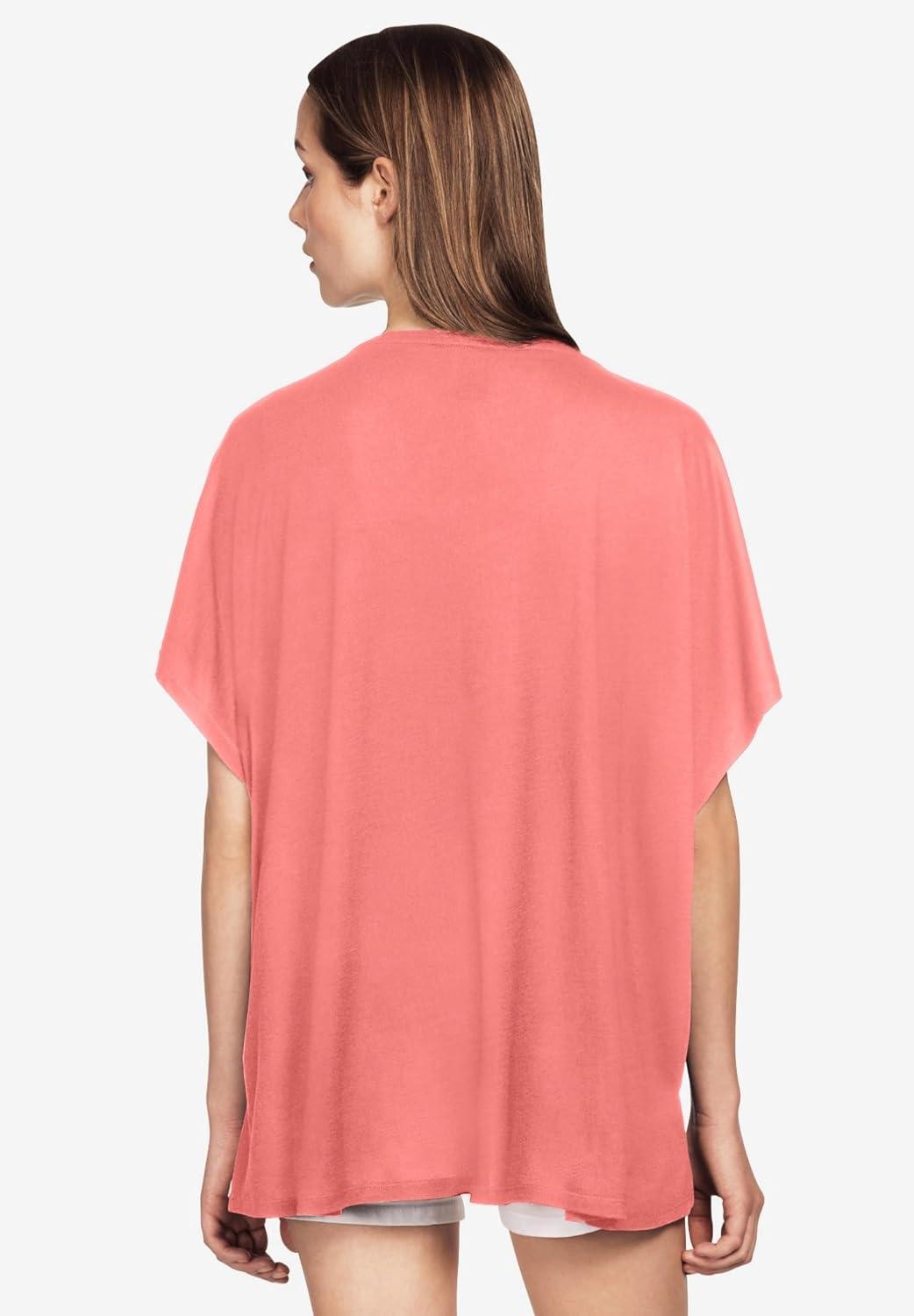 image:imageellos Plus Size Stretch Knit Scoop Neck Oversized TunicSweet Coral