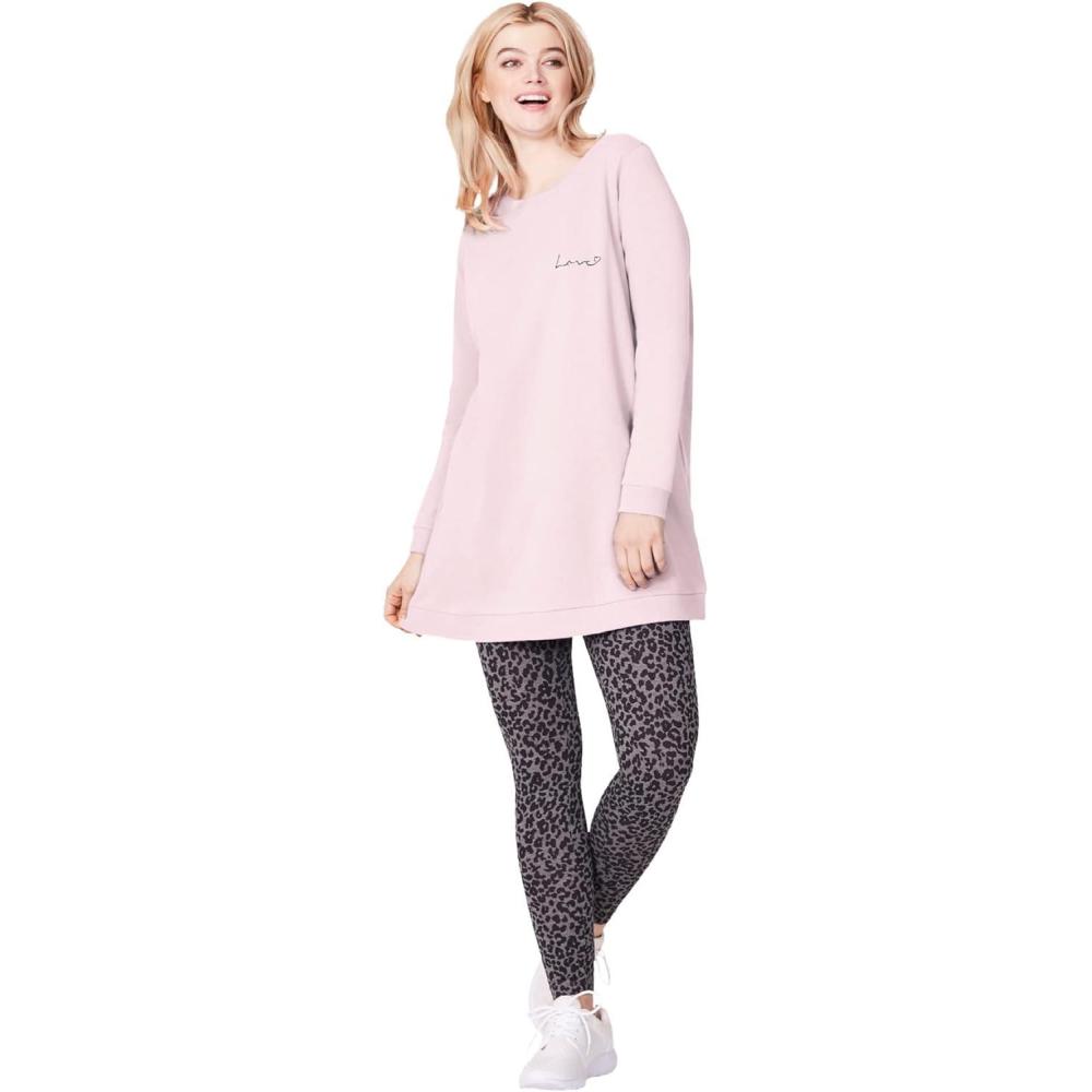image:imageEllos Plus Size French Terry Love Tunic SweatshirtMisty Rose