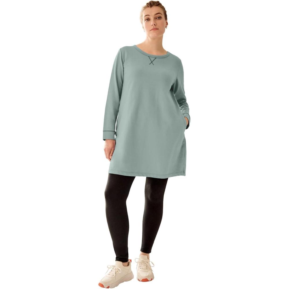 image:imageEllos Plus Size French Terry Tunic DressGrey Spruce
