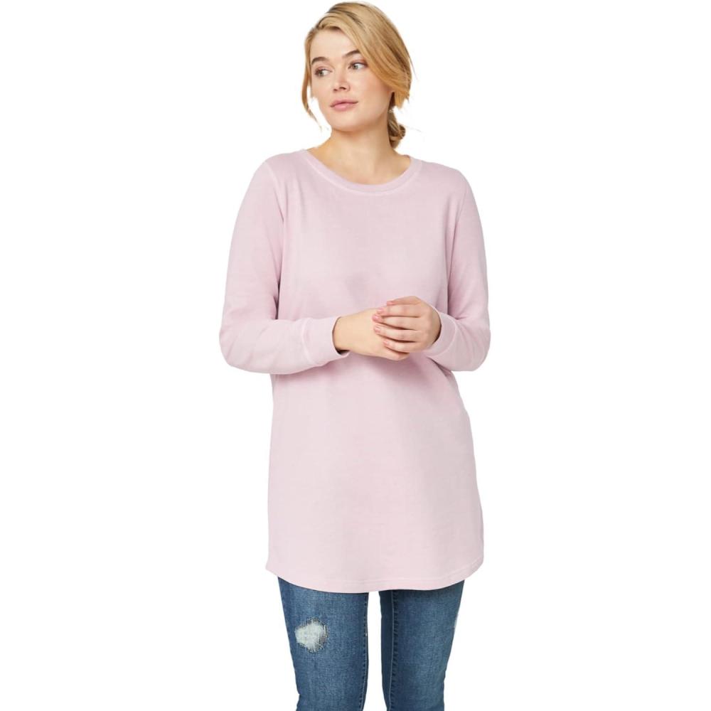 image:imageellos Plus Size French Terry Sweatshirt Tunic With Shirttail HemPretty Lilac