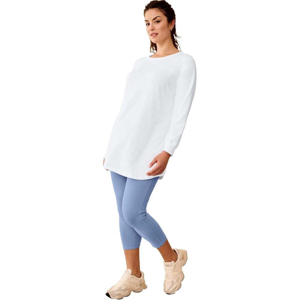 image:imageellos Plus Size French Terry Sweatshirt Tunic With Shirttail HemWhite
