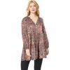 image:imageEllos Plus Size Tiered Tunic With Notch VNeckRose Multi Print