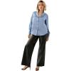 image:imageellos Plus Size Metallic Satin ButtonDown BlousePale Indigo
