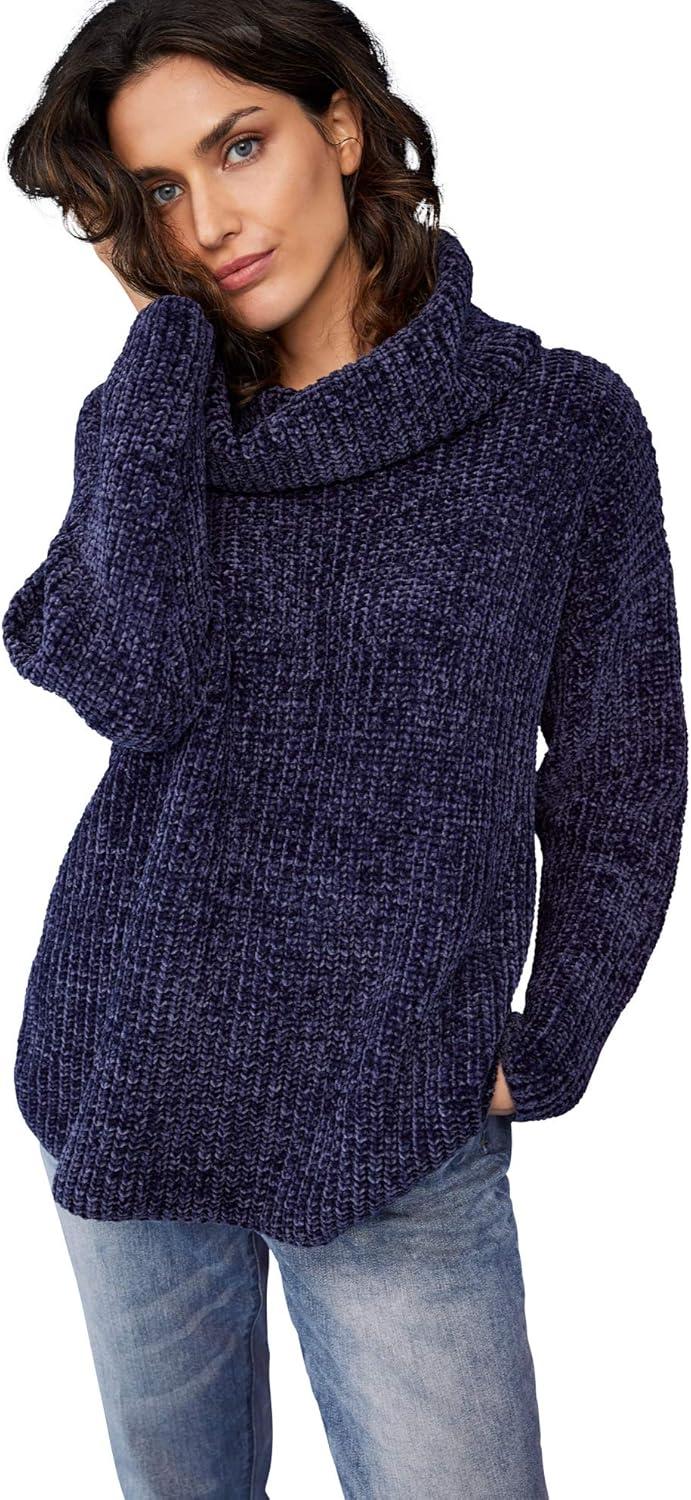 image:imageellos Plus Size Chenille Turtleneck SweaterNavy