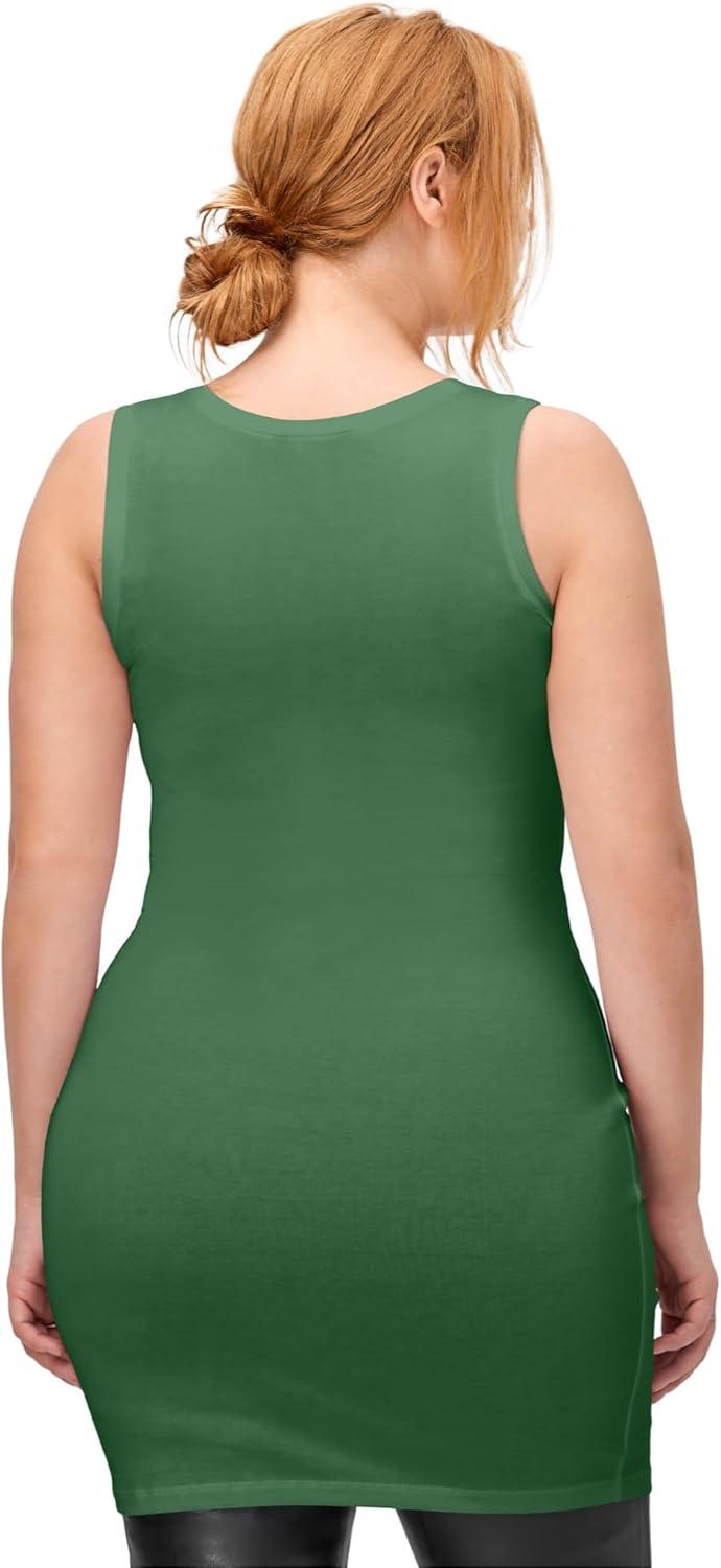 image:imageellos Plus Size Stretch Knit Scoop Neck Sleeveless Long TankForest Jade