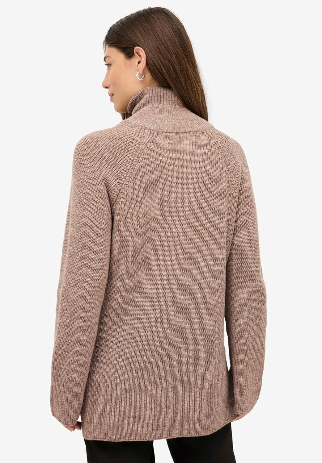 image:imageellos Plus Size 14 Zip Sweater Tunic with Side SlitsBlack