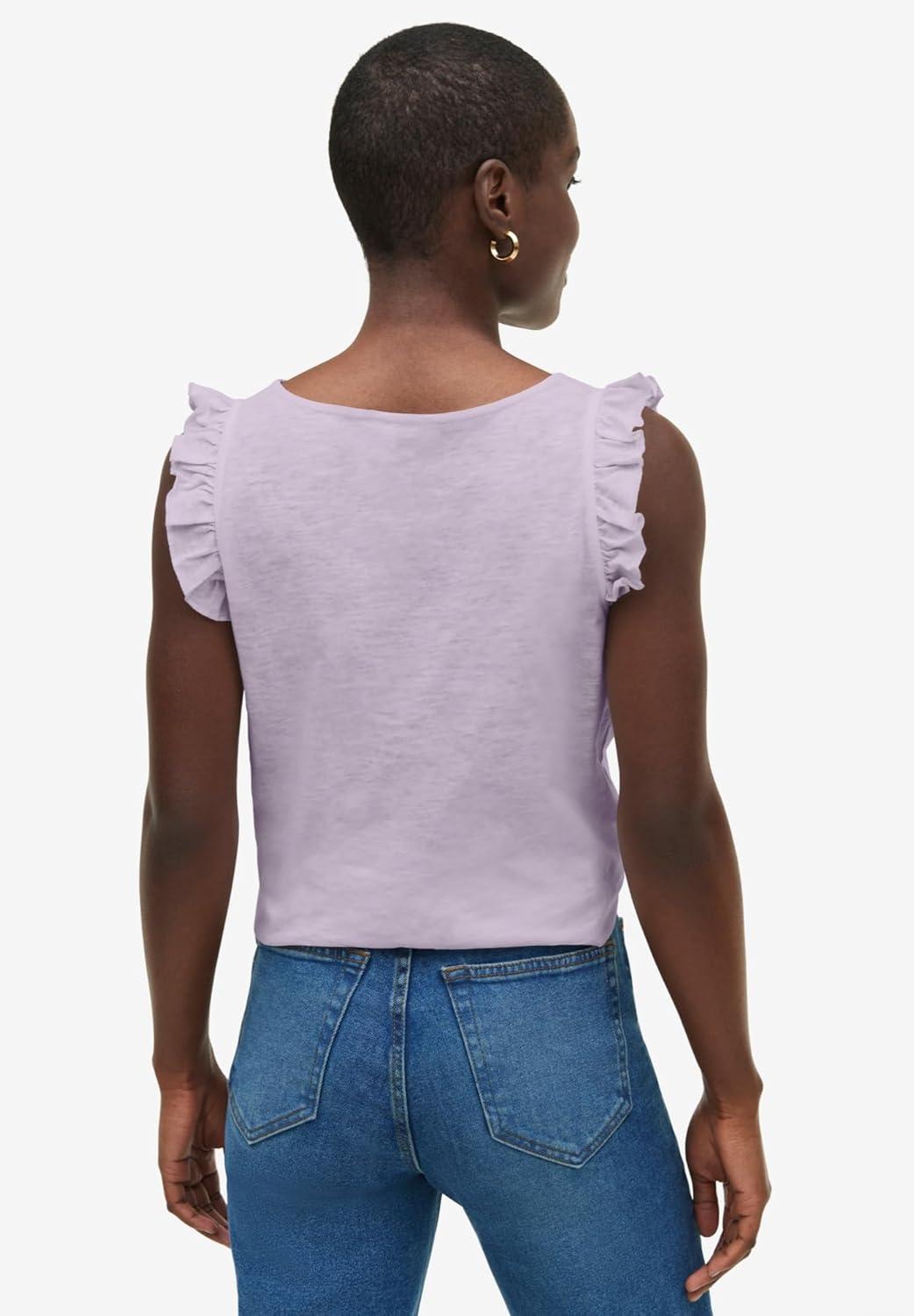 image:imageellos Plus Size ButtonFront Ruffle Sleeve TankLavender Frost