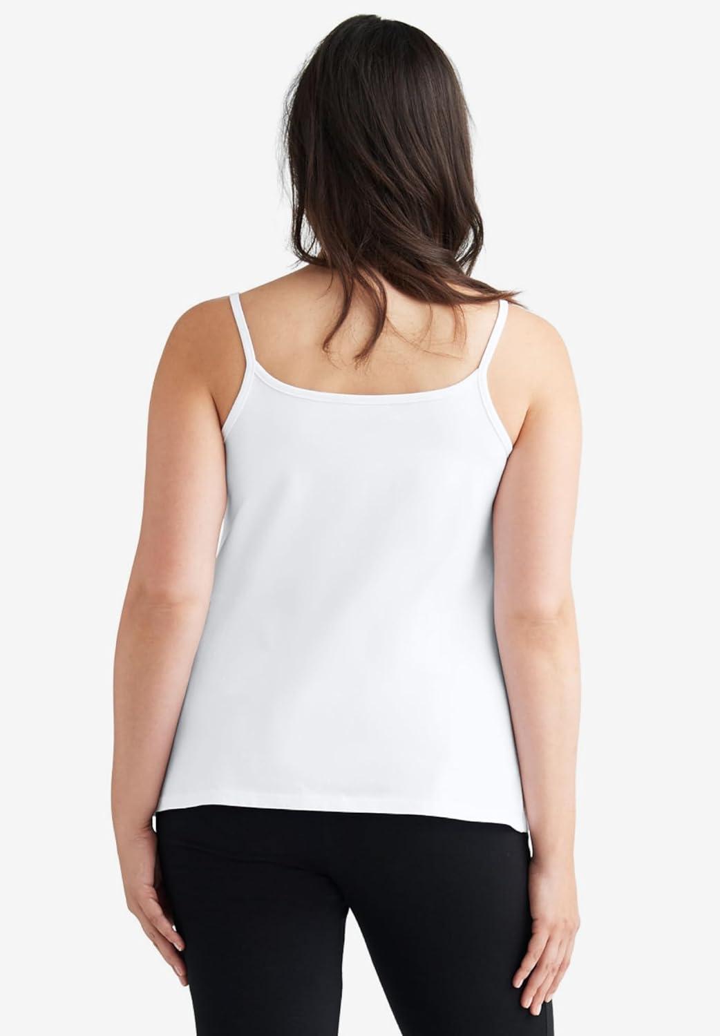 image:imageellos Plus Size Cotton Spandex Scoop Neck Sleeveless CamiWhite