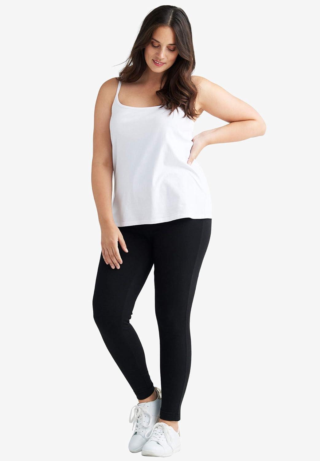 image:imageellos Plus Size Cotton Spandex Scoop Neck Sleeveless CamiWhite