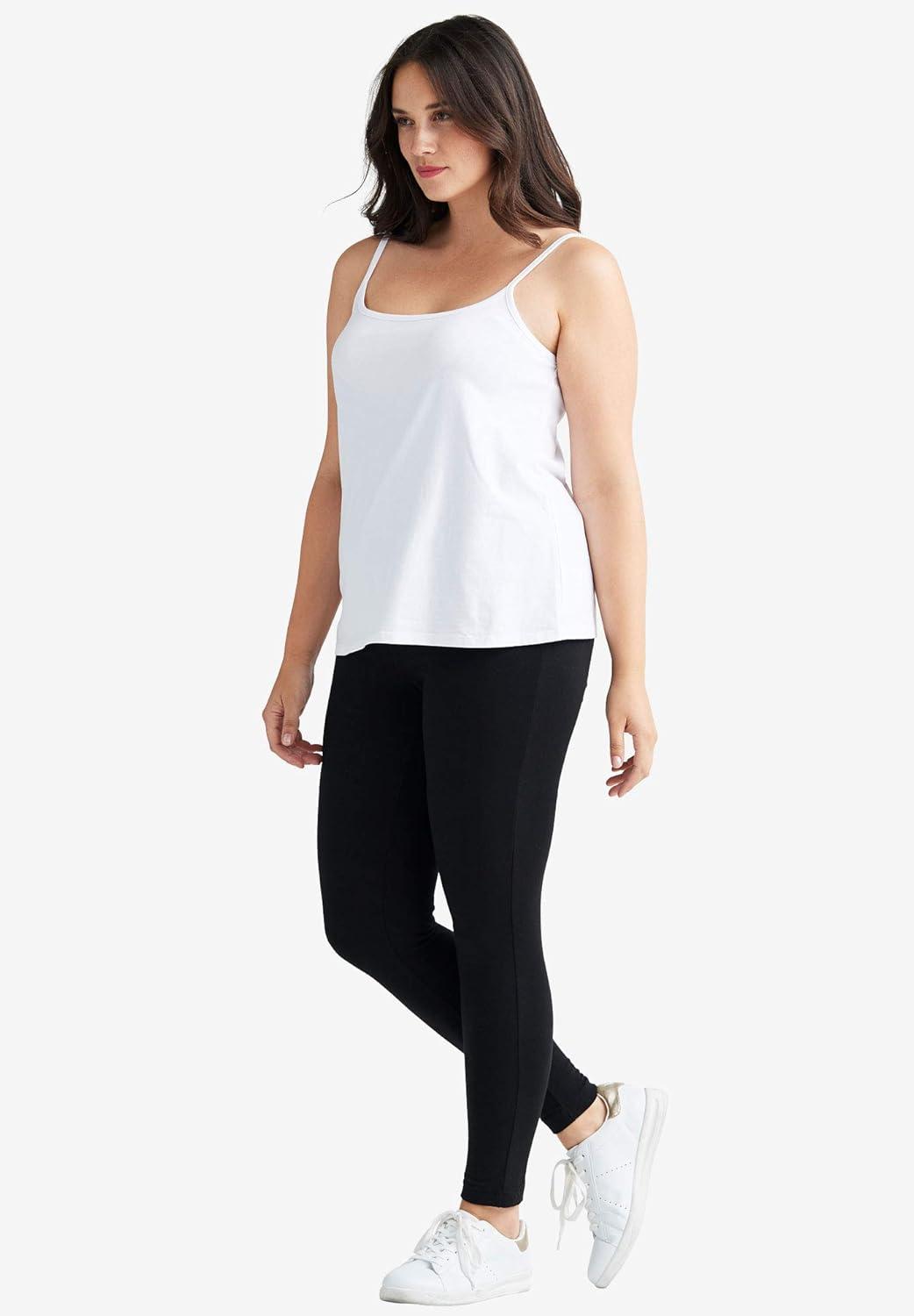 image:imageellos Plus Size Cotton Spandex Scoop Neck Sleeveless CamiWhite