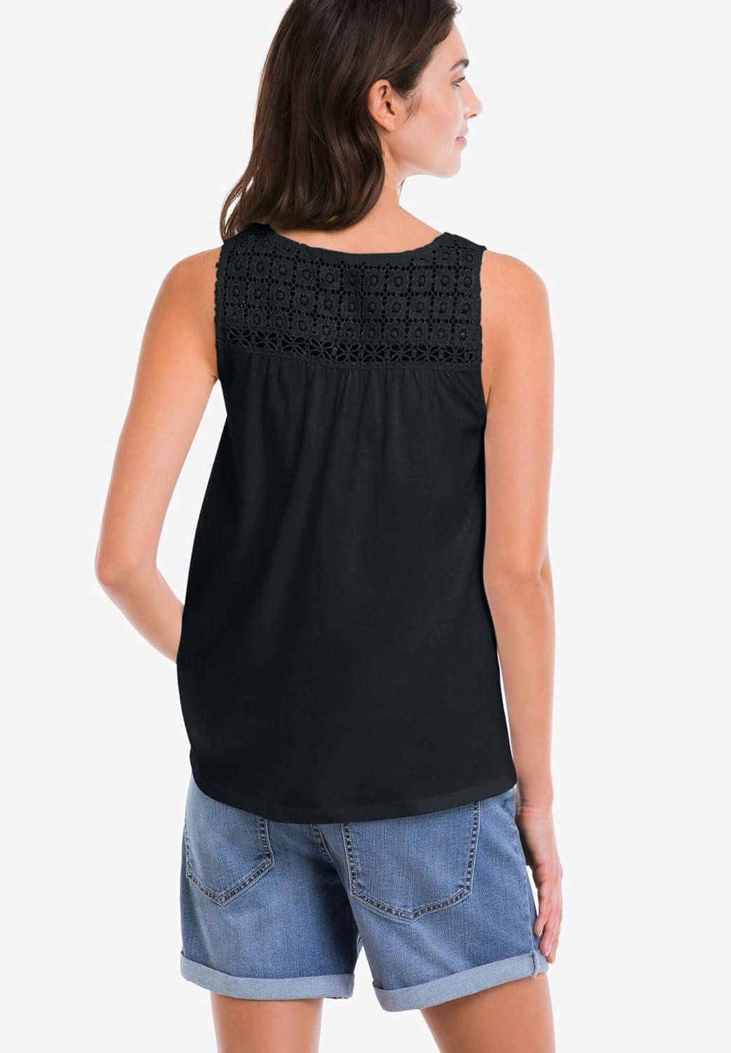 image:imageellos Plus Size Crochet Lace TankBlack