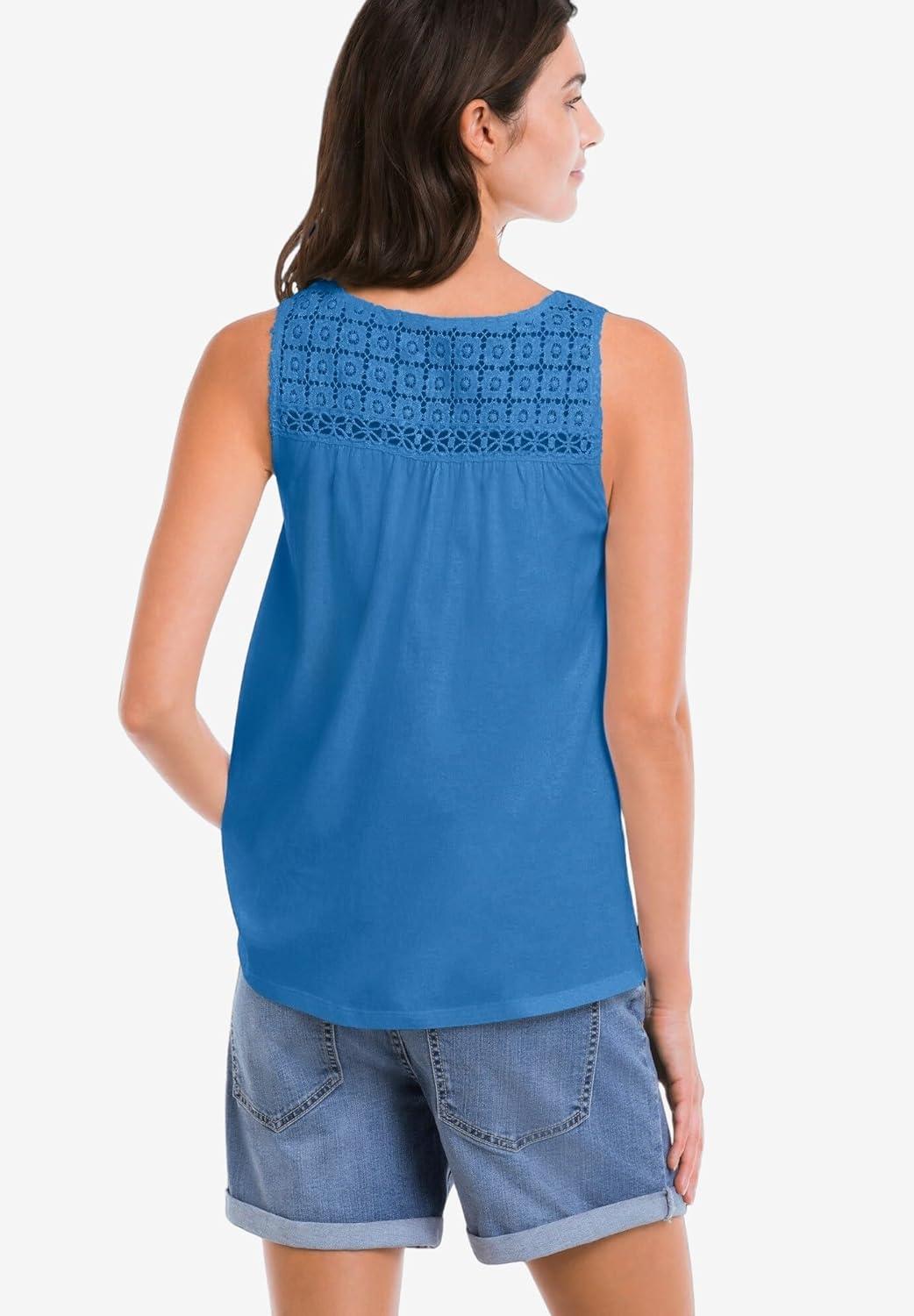 image:imageellos Plus Size Crochet Lace TankCornflower Blue