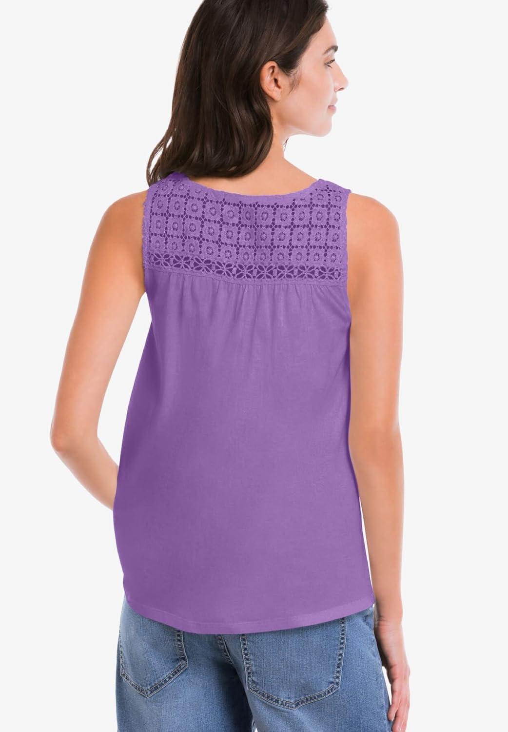 image:imageellos Plus Size Crochet Lace TankDeep Amethyst
