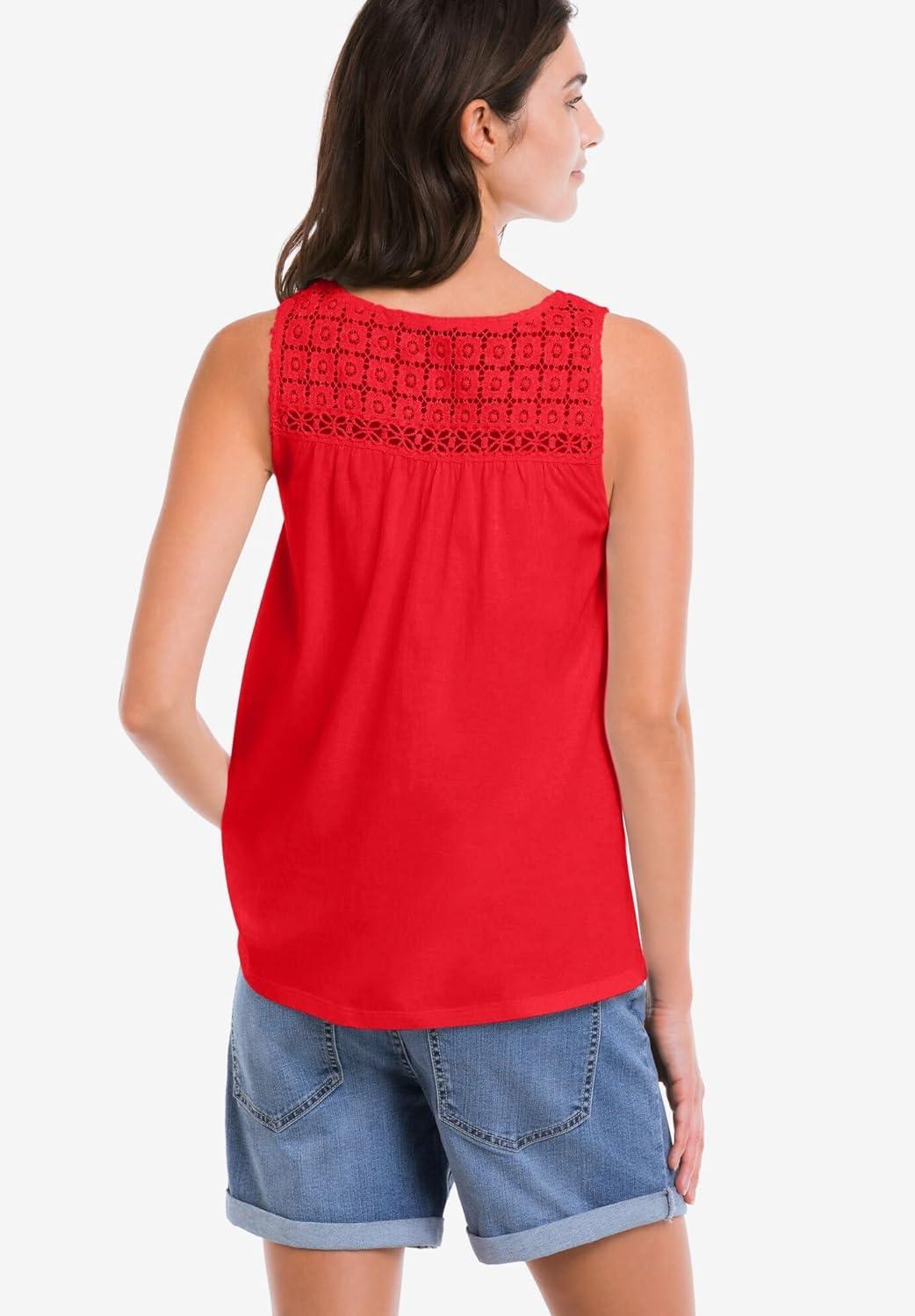 image:imageellos Plus Size Crochet Lace TankHot Red
