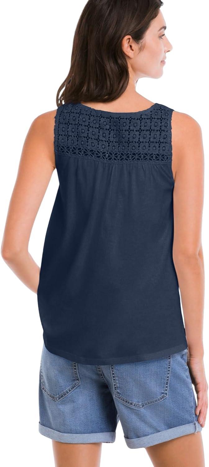 image:imageellos Plus Size Crochet Lace TankNavy